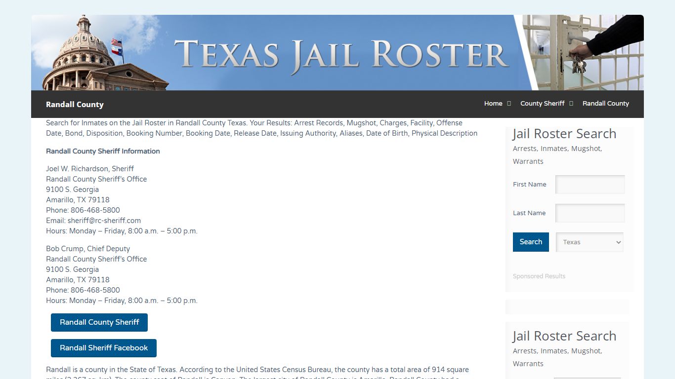 Randall County | Jail Roster Search